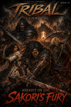 Cover of Tribal Comics Issue 4 showing Sakori defending Gia during the invasion